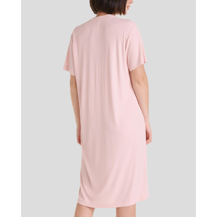 Camisón corto mujer canalé manga corta suave