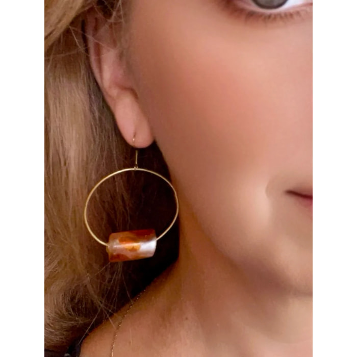 Pendiente Valencia en latón dorado y cristal hecho a mano