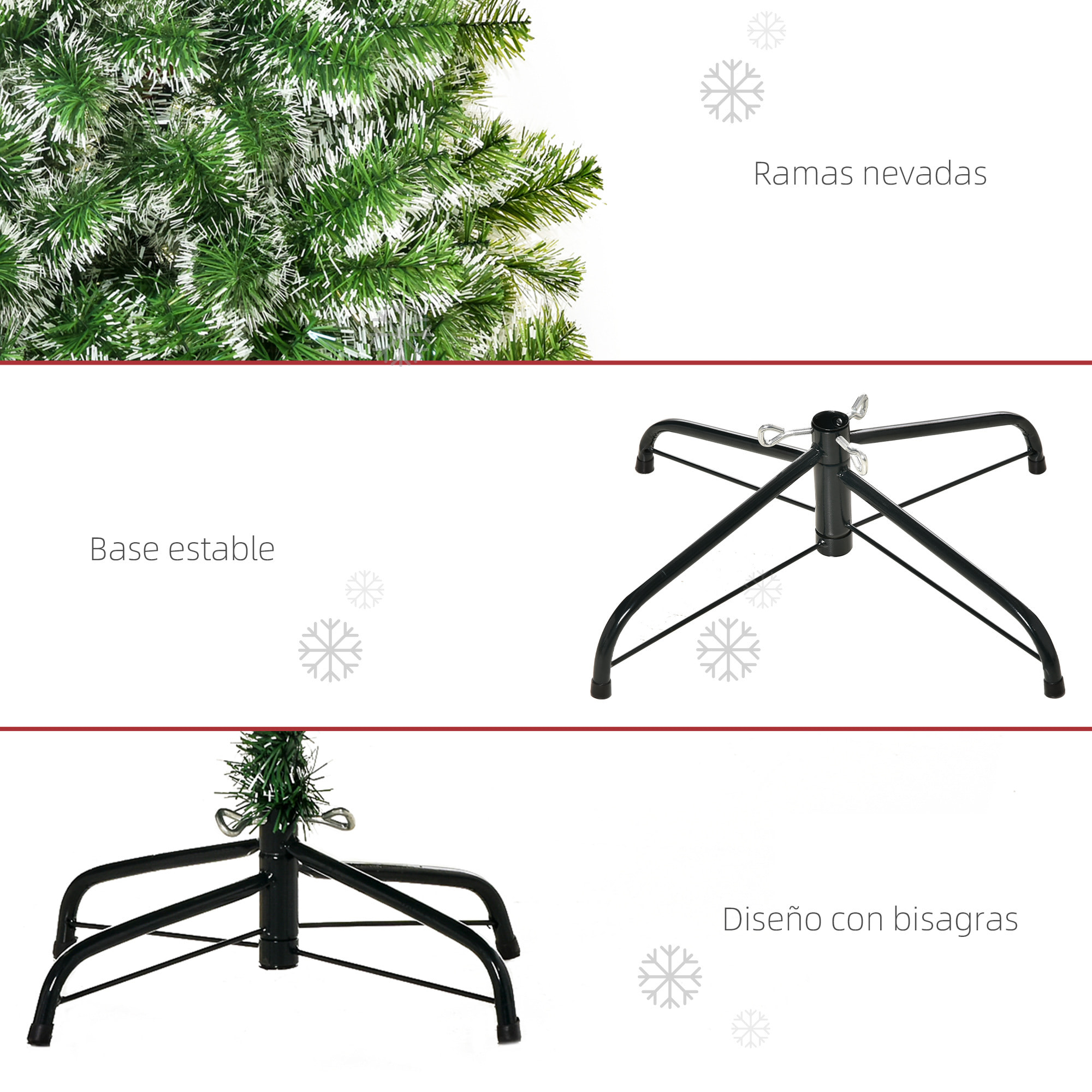 HOMCOM árbol de Navidad Artificial 150 cm con 416 Ramas Hojas de PET y Soporte de Metal Decoración Navideña para Interior Salón Fiestas Ø75x150 cm Verde