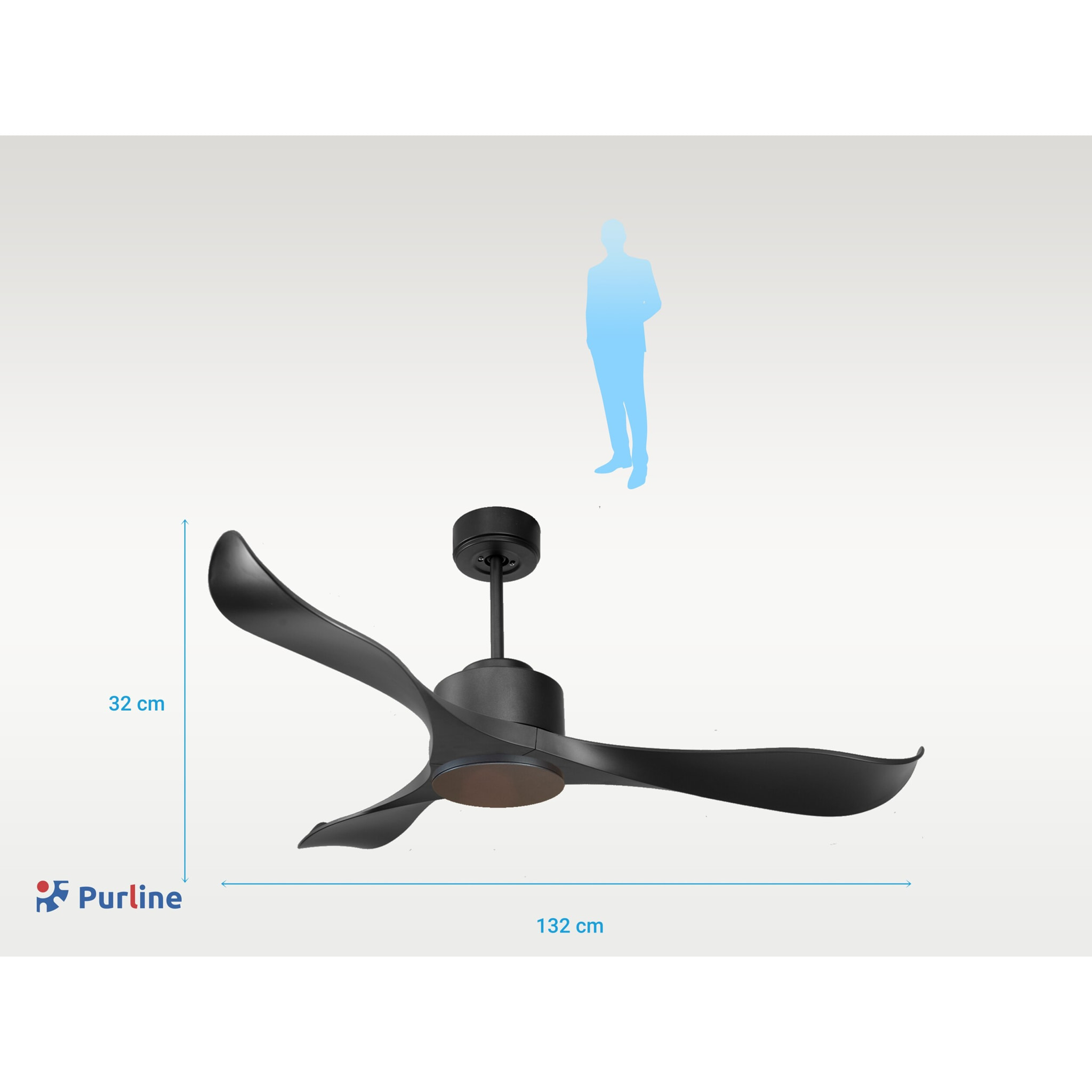 Ventilateur de plafond ø132 cm avec Wifi Réversible Hypersilence 40   W Noir