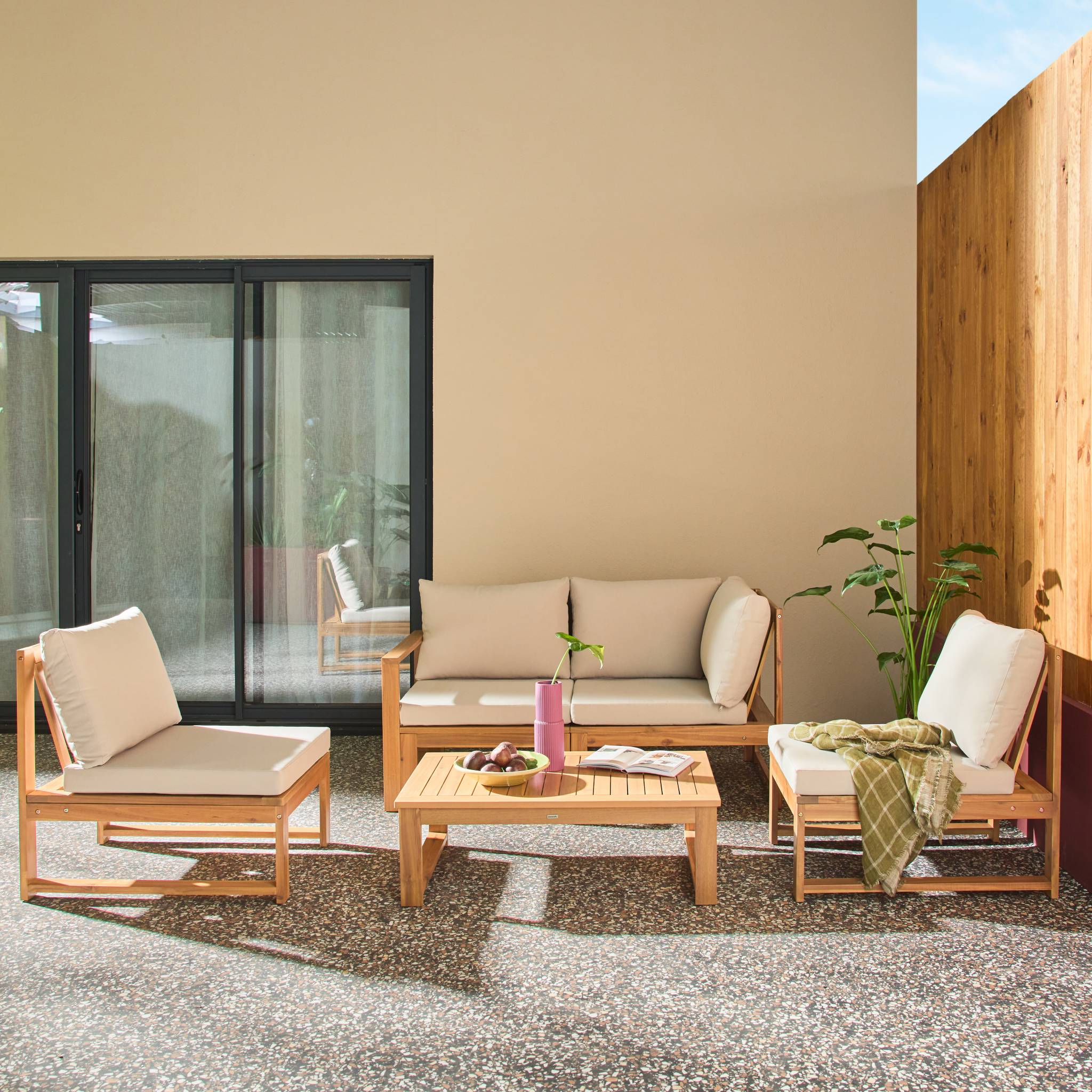 Salon de jardin modulable bois d'acacia 4 places TULA