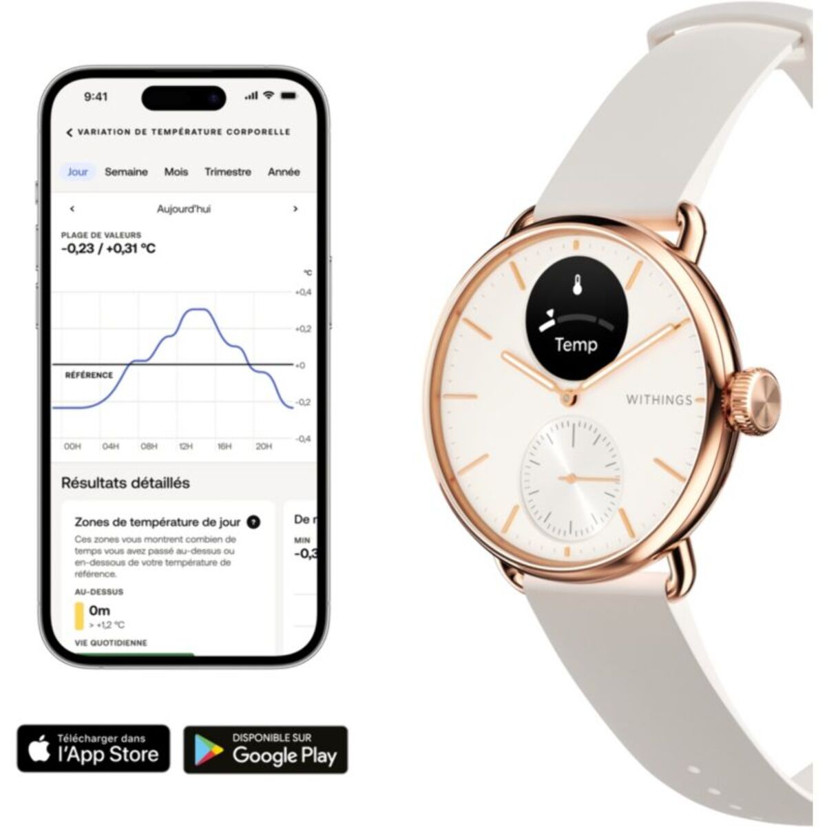 Montre santé WITHINGS Connecté Scanwatch 2 Rose Gold Sand 38mm