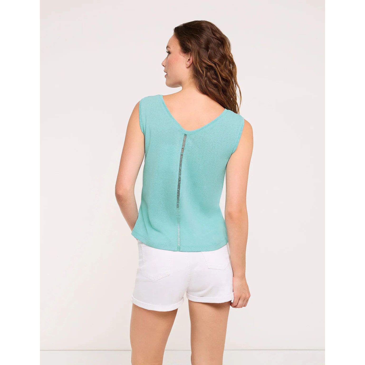 Camiseta Tirantes Detalle Calado Espalda Turquesa - Kia