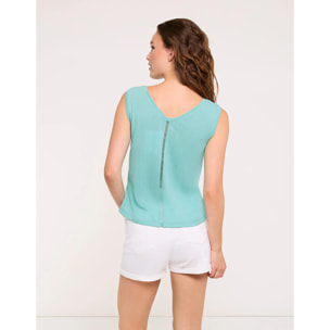 Camiseta Tirantes Detalle Calado Espalda Turquesa - Kia