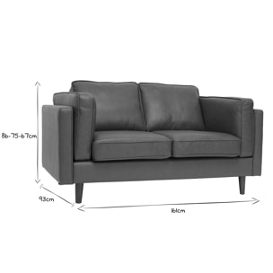 Canapé vintage 2 places cuir marron et bois foncé BRADLEY