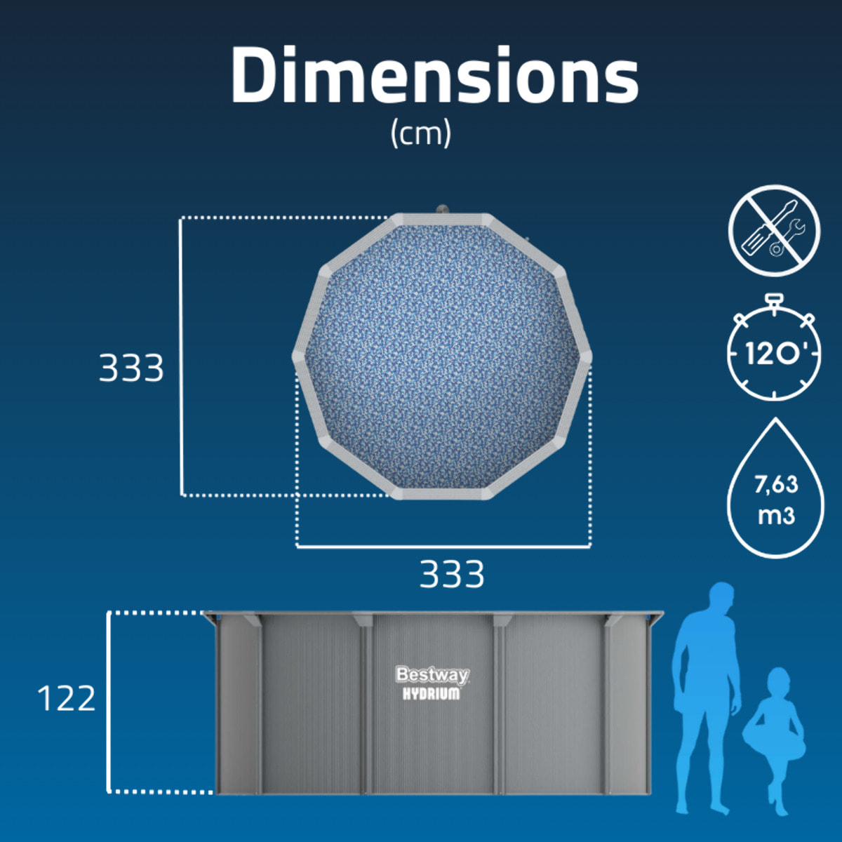 Bestway Piscine acier ronde Bestway Hydrium 305 x 122 cm gris clair