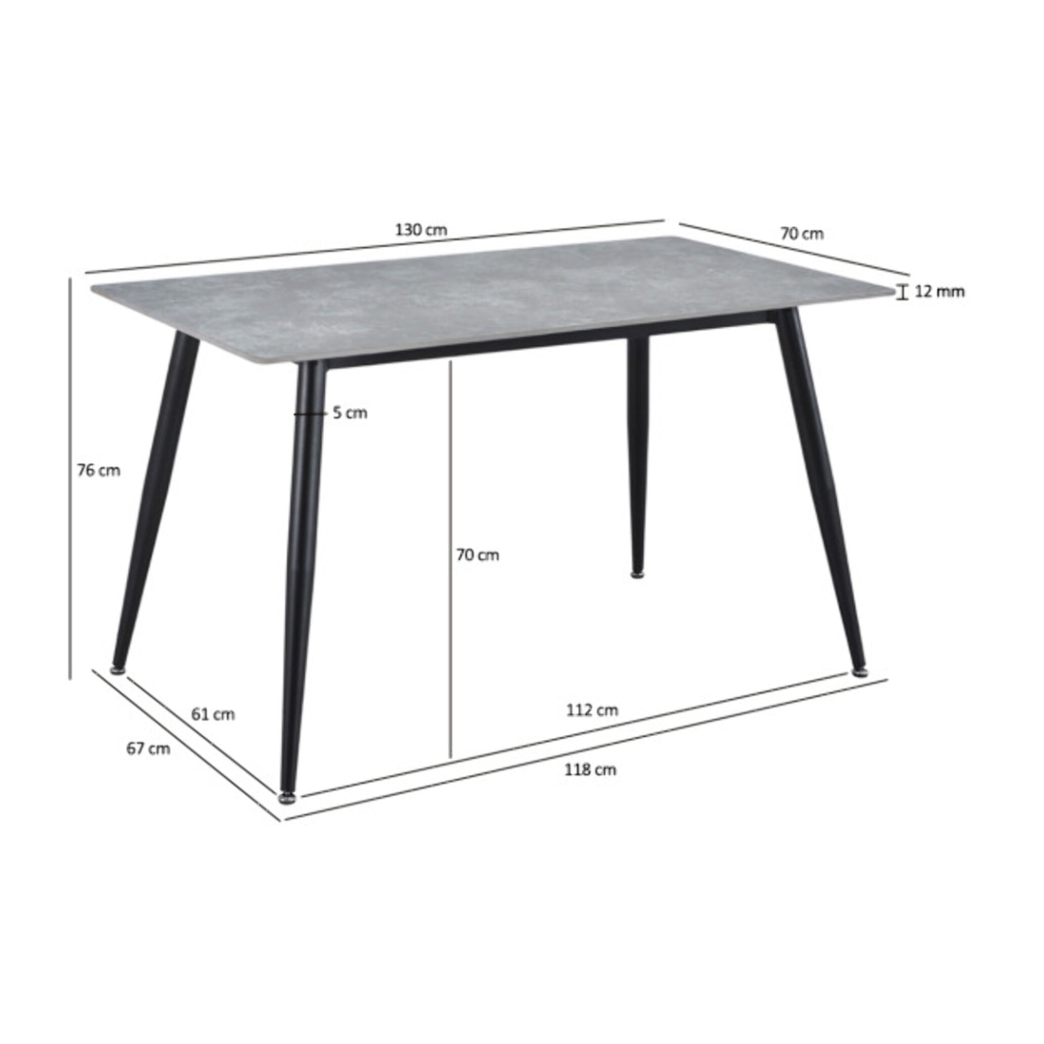 Table de repas en céramique 130 x 70 cm - STONE 2