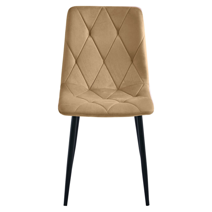 Sedia Libra in velluto marrone e gambe nere