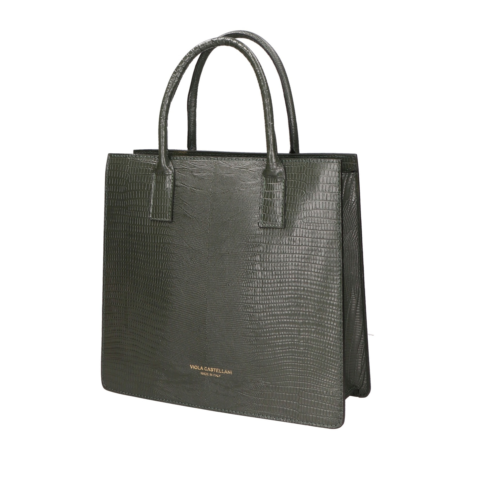 Borsa a mano da donna - Modello Giulia - Vera pelle effetto cocco - 30.0 x 28.0 x 10.0 cm