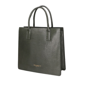 Borsa a mano da donna - Modello Giulia - Vera pelle effetto cocco - 30.0 x 28.0 x 10.0 cm