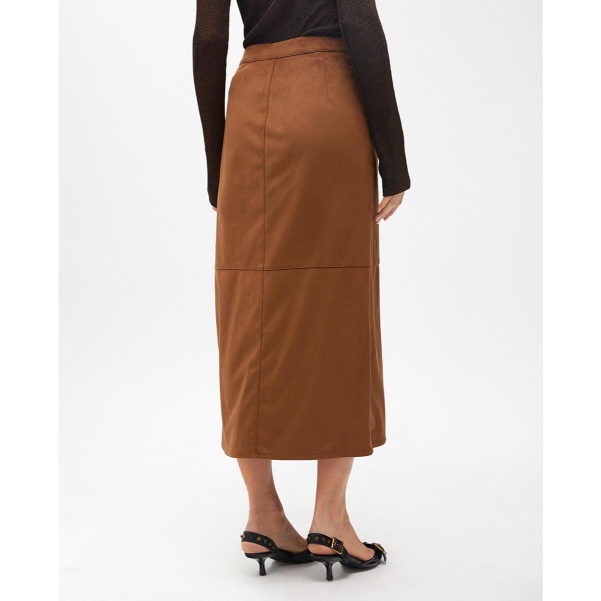 Gonna Midi di Pelle Sintetica a Tubino