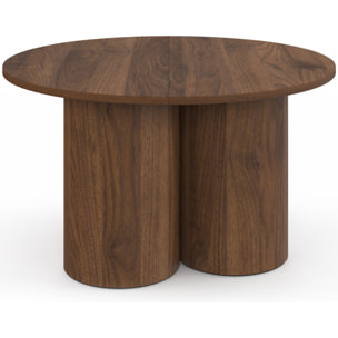 Table basse ronde Olympia effet noyer Ø70cm