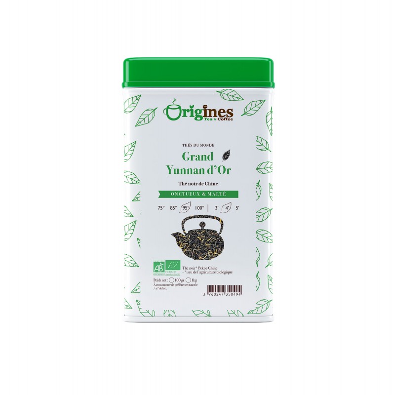 Grand Yunnan d'Or - Thé Noir Bio Chine - Boîte Métal 100g