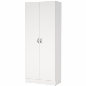 Armadio Multiuso 2 Ante Con 5 Ripiani Regolabili Mobile Salvaspazio Moderno Minimal Per Camera Ingresso Corridoio 69.2 x 34.6 x 170.4 Cm Bianco