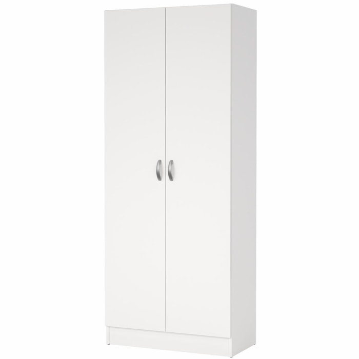 Armadio Multiuso 2 Ante Con 5 Ripiani Regolabili Mobile Salvaspazio Moderno Minimal Per Camera Ingresso Corridoio 69.2 x 34.6 x 170.4 Cm Bianco