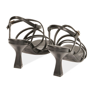 Sandali neri, tacco 7,5 cm