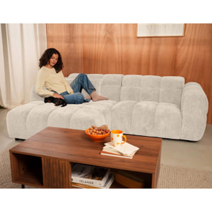 Mini Ray - Canapé d'angle gauche 4 places en tissu texturé - Beige