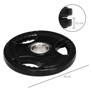 Disques de poids 2 x 5Kg - 3 poignées - trous dia.50mm - noir
