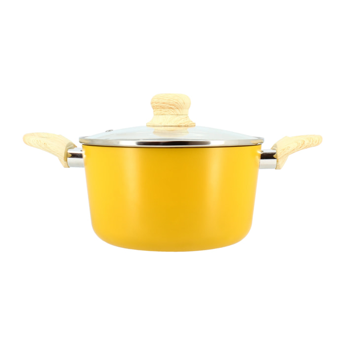Faitout en revêtement céramique 20cm jaune - tous feux COLORAMA