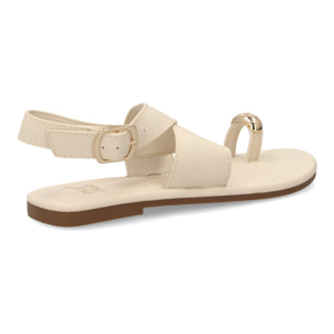 Sandalias planas elegantes mujer con adorno metálico.