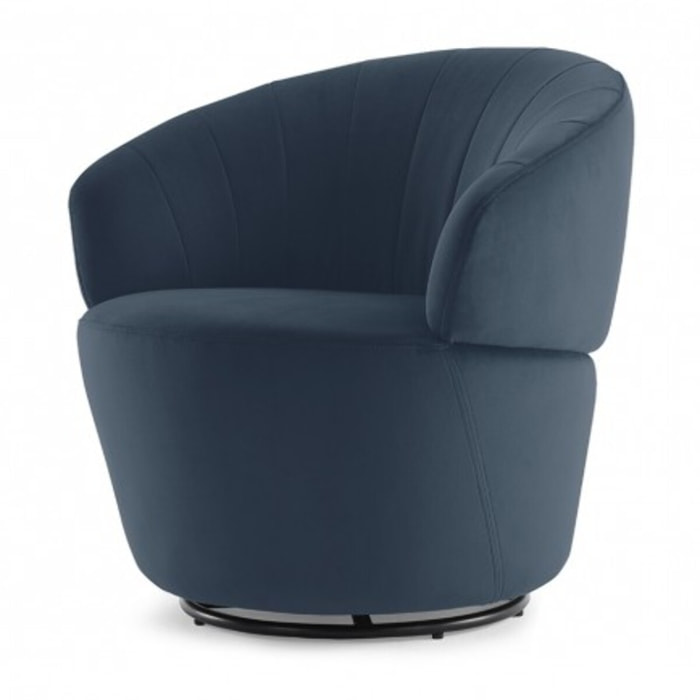 Fauteuil rond pivotant en velours - ROMANE