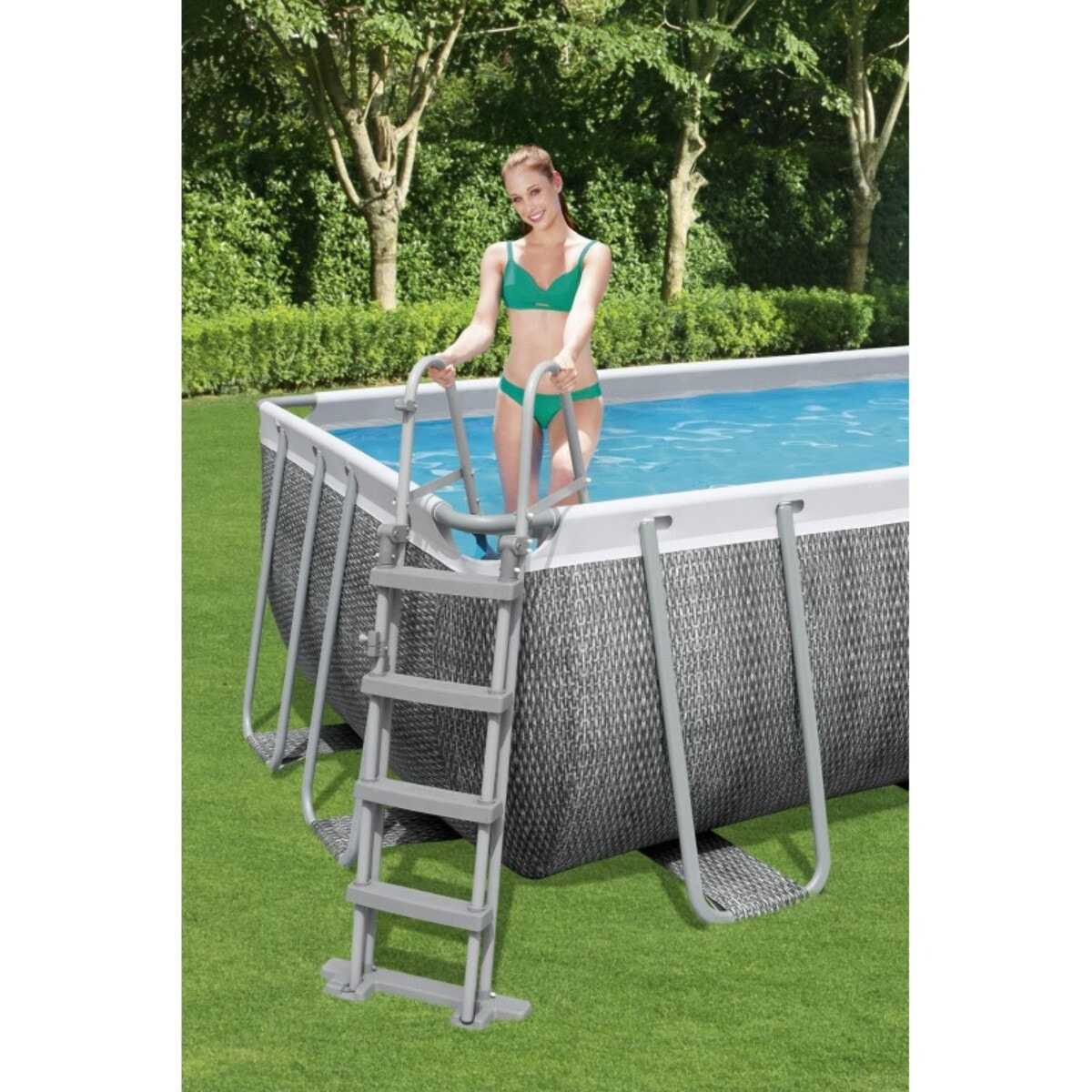 Bestway Piscine hors sol - Rectangulaire - Power Steel - Effet Rotin gris 549 x 274 x 122 cm