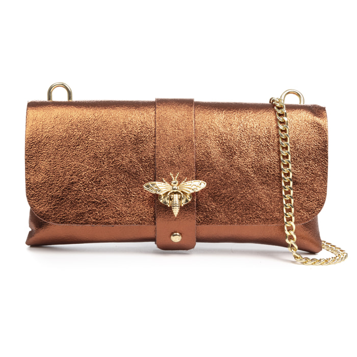 Amaseno borsa a tracolla donna. Pelle autentica Camoscio Laccato.