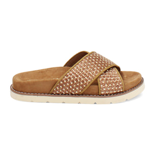 Sandali bassi donna marroni in raffia