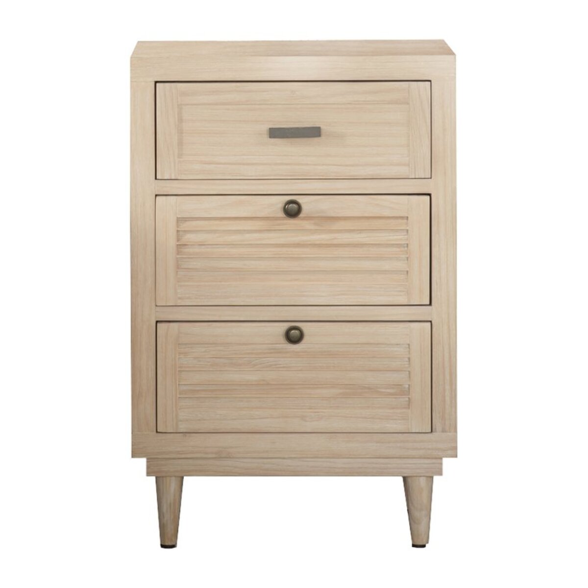 Table de chevet Venice -bois massif, panneau de mdf et placage naturel-couleur naturel 46 x 69 x 37 cm