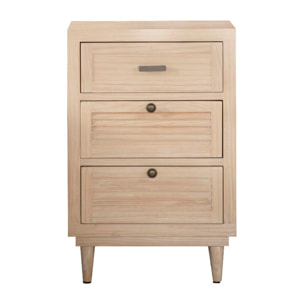 Table de chevet Venice -bois massif, panneau de mdf et placage naturel-couleur naturel 46 x 69 x 37 cm