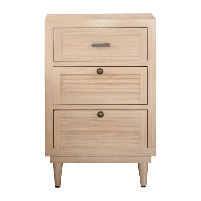 Table de chevet Venice -bois massif, panneau de mdf et placage naturel-couleur naturel 46 x 69 x 37 cm