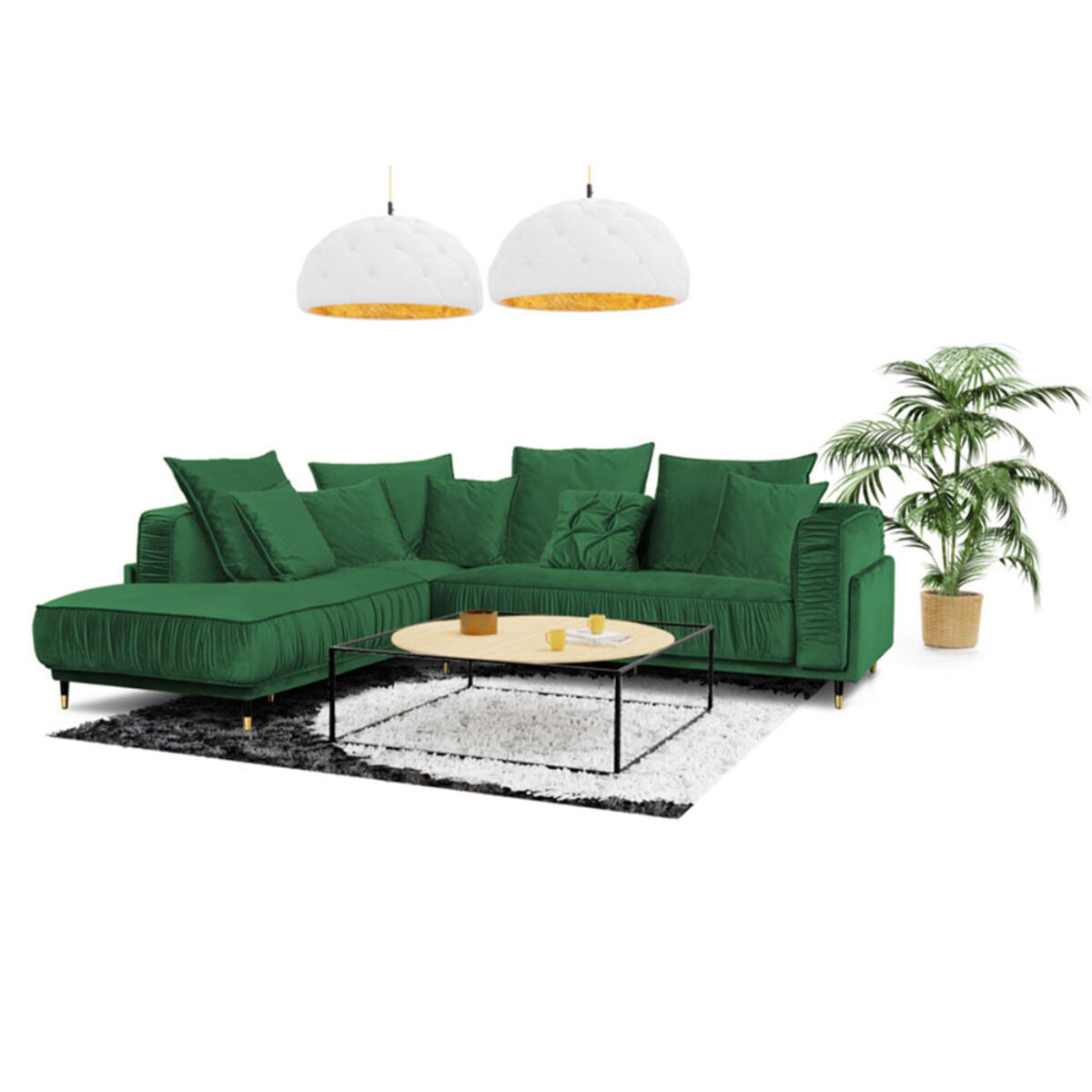 Canapé Velours Angle gauche Fiorenzo - 4 Places