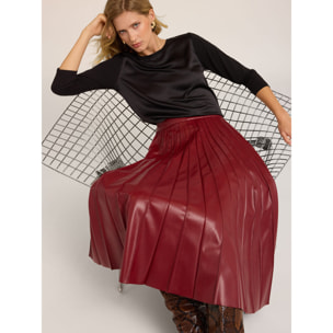 Motivi - Falda plisada de tela revestida - Burgundy