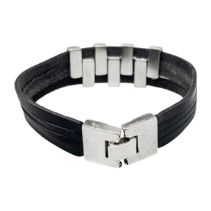 Pulsera Escala en cuero negro