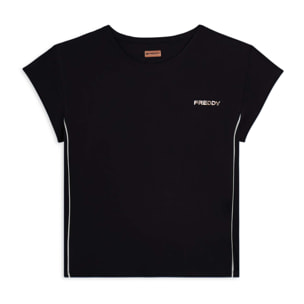 T-shirt tecnica con maniche ad aletta e profili a contrasto