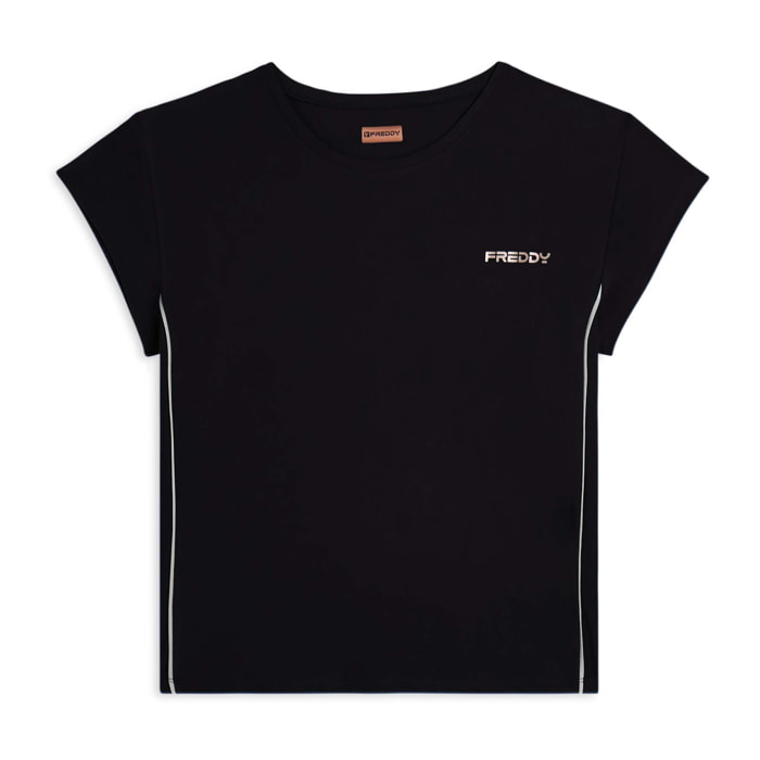 T-shirt tecnica con maniche ad aletta e profili a contrasto