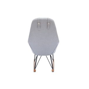 Rocking chair scandinave en tissu gris, métal noir et bois clair JHENE