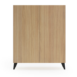 Zapatero Narvik melamina roble dorado puertas vallado patas negro 109x90x27cm