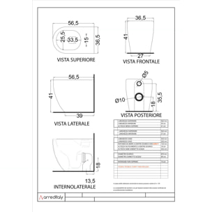Coppia Sanitari Filomuro Filo Muro Vaso WC Rimless Senza Brida E Bidet Design Moderno In Ceramica Copriwater Chiusura Soft Close Rallentata Bianco