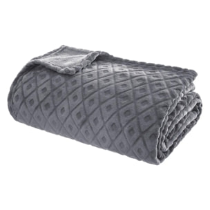 Plaid "3D Losange" flanelle gris ardoise 180x230cm