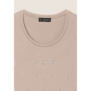 Canotta decorata da Strass in jersey modal