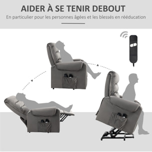 Fauteuil de massage fauteuil releveur électrique inclinaison réglable repose-pied ajustable velours anthracite