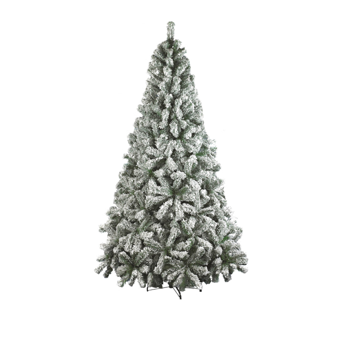 Albero di Natale 180 cm Hollybell, Pino artificiale floccato, Albero effetto reale, Alberello natalizio extra folto, 97x97 h180 cm, Verde e Bianco