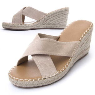 Sandalias de Cuña - Beige - Altura: 7 cm