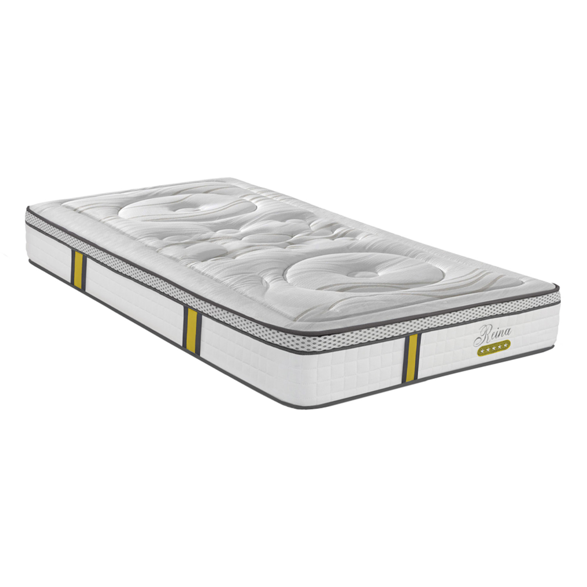 Ensemble matelas ressorts ensachés et sommier en bois - Blanc