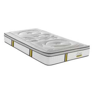 Ensemble matelas ressorts ensachés et sommier en bois - Blanc