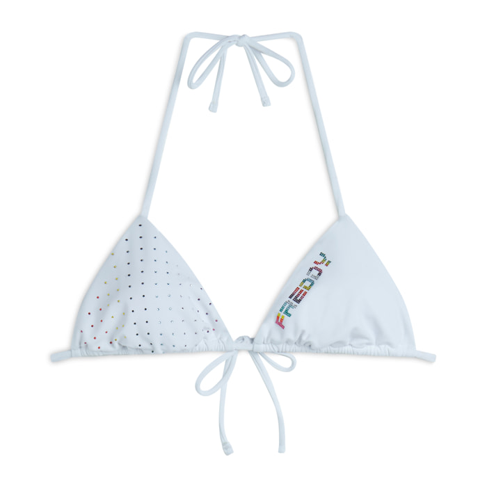 Top bikini a triangolo decorato da strass