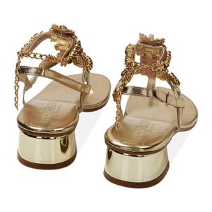 Sandalo gioiello oro, tacco 3,5 cm