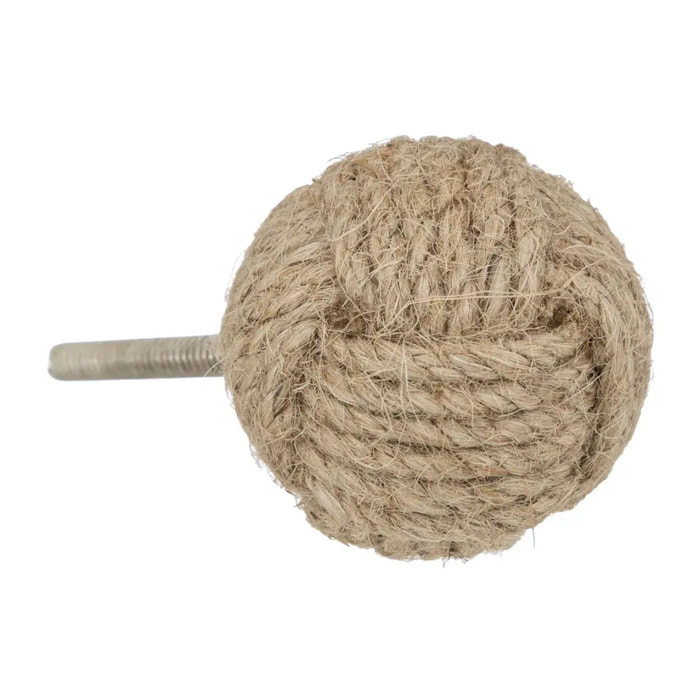 Boutons de meuble x2 "Dayana" en jute & métal D4cm