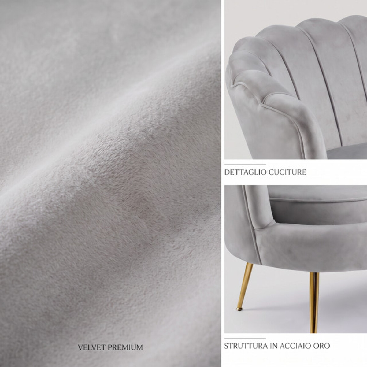 Divano 2 Posti in Velluto con Schienale a Ventaglio, Seduta Imbottita dallo Stile Elegante per Soggiorno, Studio e Camera da Letto